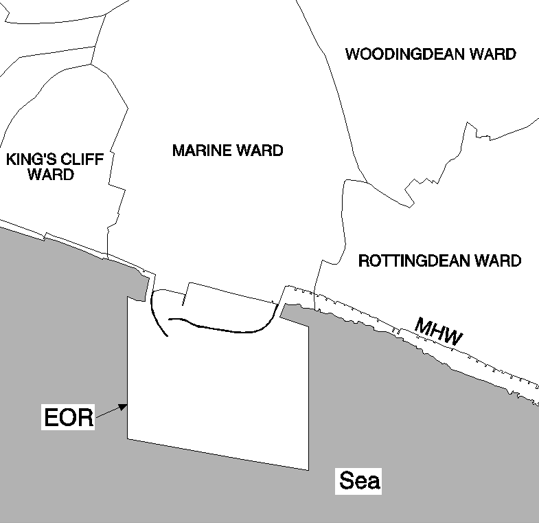 Representation of a seaward extension.