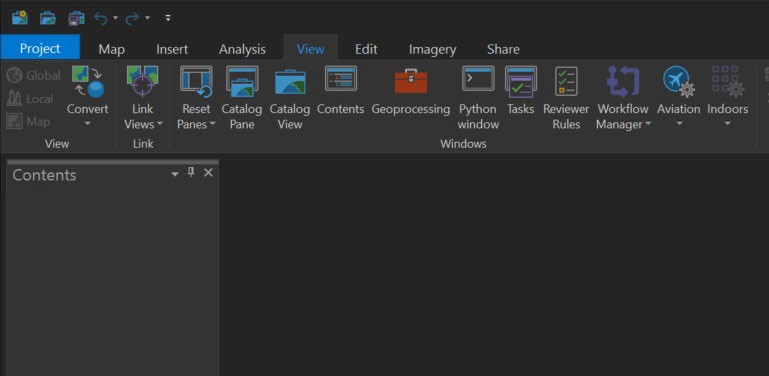 ArcGIS Pro UI showing View > Catalog View option