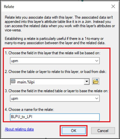 ArcMap Relate dialog