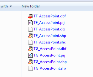 Shapefile data shown in the file explorer for loading into QGIS
