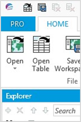 Cadcorp open button shown in the toolbar