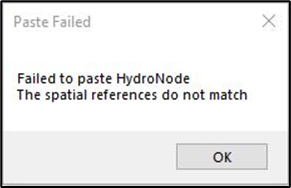 ArcCatalog Paste Failed error message.