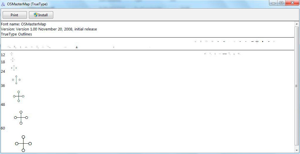 OSMAsterMap font installation screen