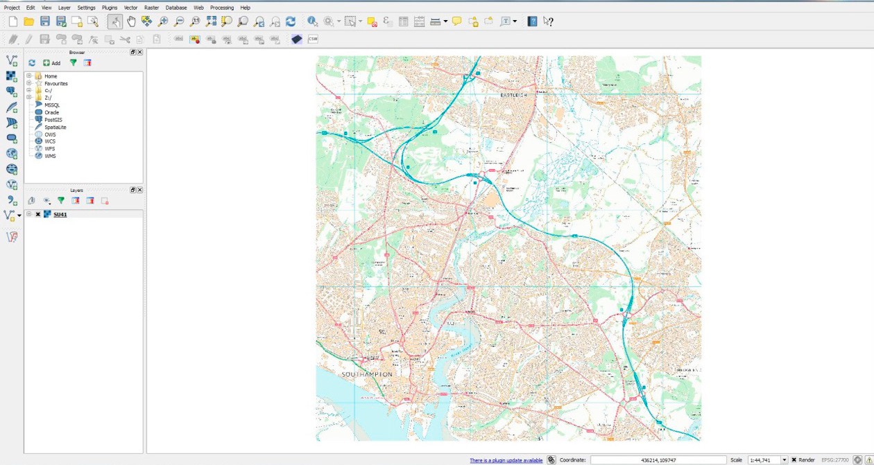 Raster data loaded into main map window QGIS