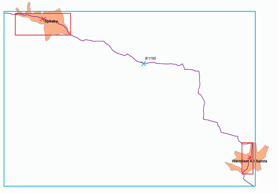 An image showing how points are calculated for numbered roads that pass through a city or town in OS Open Names.