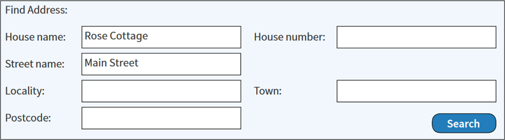 An example of a structured address component search.