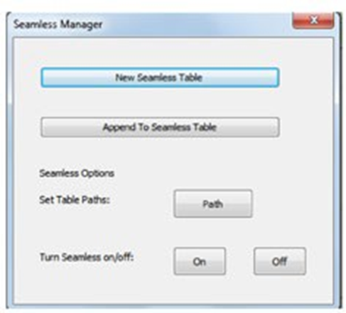 Screenshot of seamless manager window