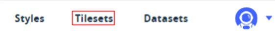 Screenshot showing the tilesets tab show in the top right corner of Mapbox Studio