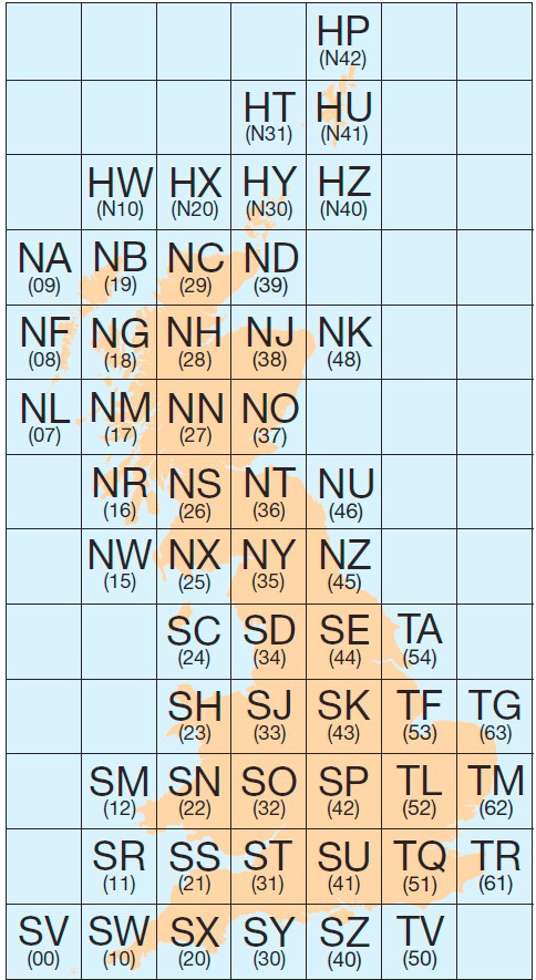 Image of Great Britain National Grid Reference squares