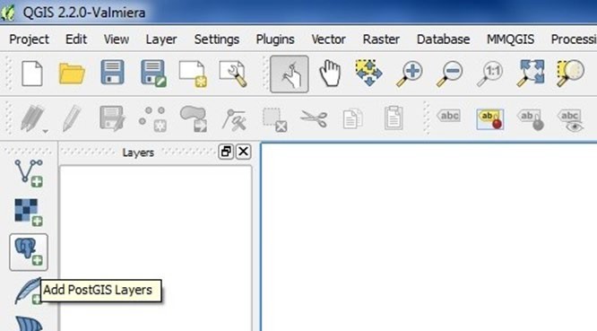 An image of QGIS 2.2.0 showing the menu structure