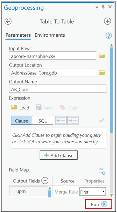ArcGIS Pro Geoprocessing window