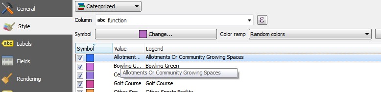 Allotment style shown in the layer properties window