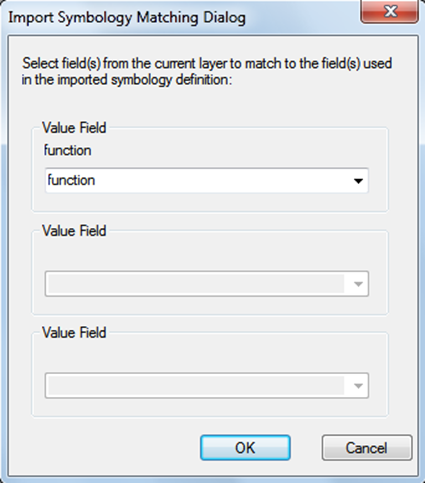 Import symbology matching dialog