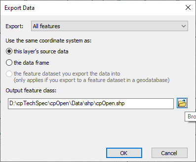 ArcMap Export Data dialog.