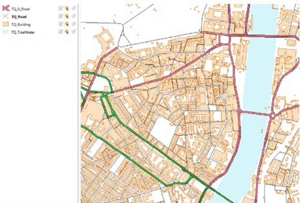 Data styled in the main map window