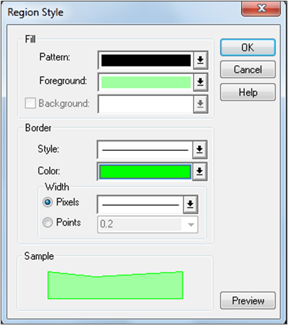 Region style dialog box in MapInfo Professional.