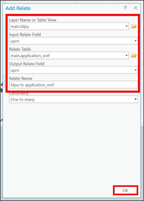 ArcGIS Pro Add Relate dialog