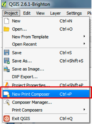 New Print Composer menu item in the File menu