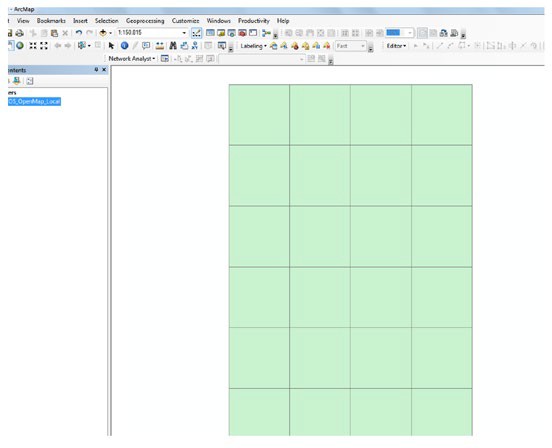 Screenshot of ArcMap showing Raster tiles in the ArcMap main window