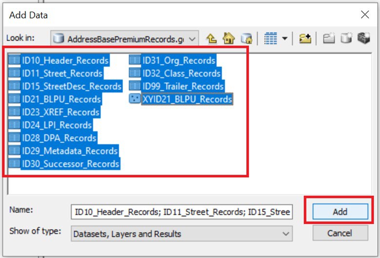 ArcGIS Desktop Add Data dialog