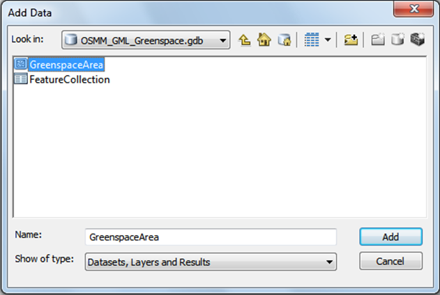 Adding layers from geodatabase in ArcMap.