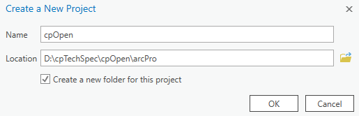 ArcGIS Pro Create a New Project dialog.