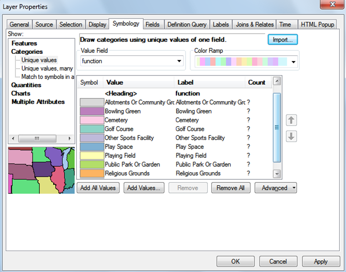 Layer properties dialog