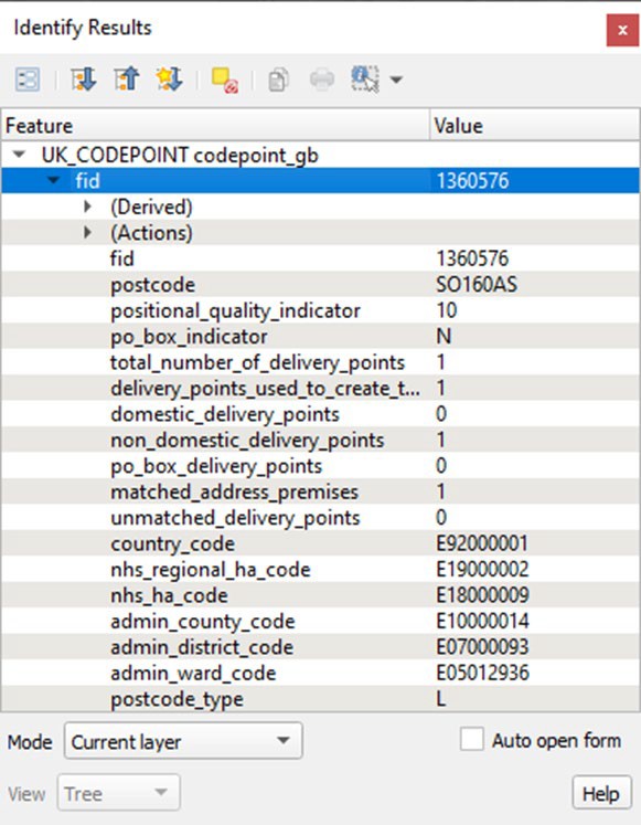 GeoPackage record as displayed in QGIS.