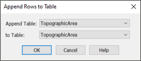 MapInfo Professional Append Rows to Table dialog
