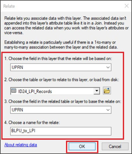 ArcGIS Desktop Relate dialog