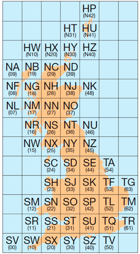 Image of Great Britain National Grid Reference squares