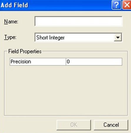 Add field dialog pop-up
