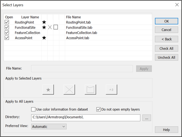 MapInfo Professional Set Layers dialog