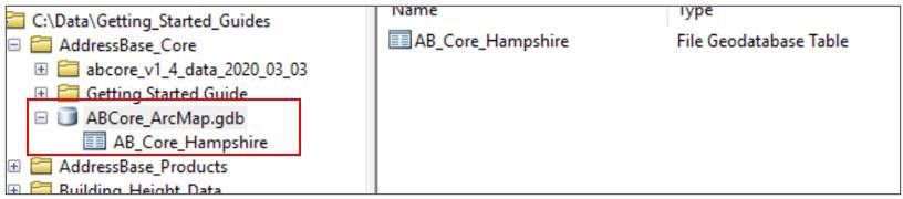 ArcCatalog showing new table added to the file geodatabase