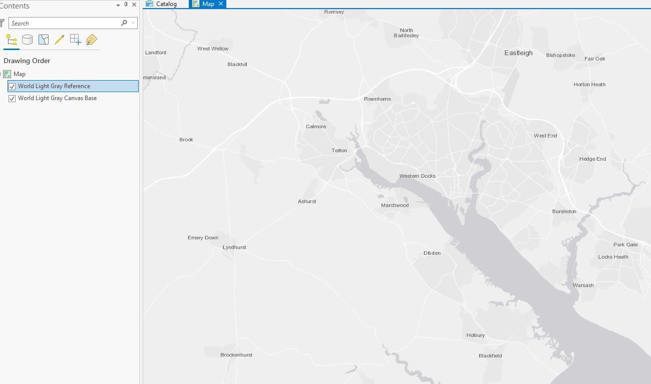 ArcGIS Pro UI showing backdrop map