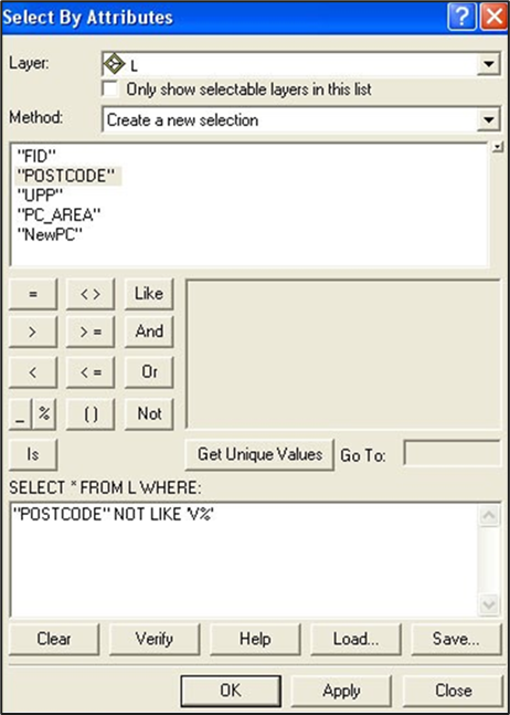 A screenshot of the Select By Attributes window