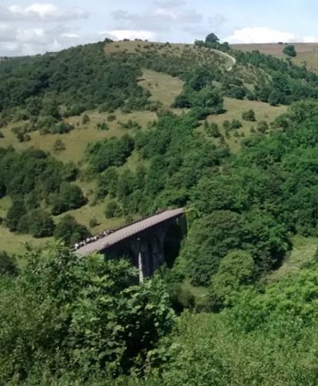 Photo showing an example of an 'Above surface level on structure' feature, which in this case is a road over a viaduct.