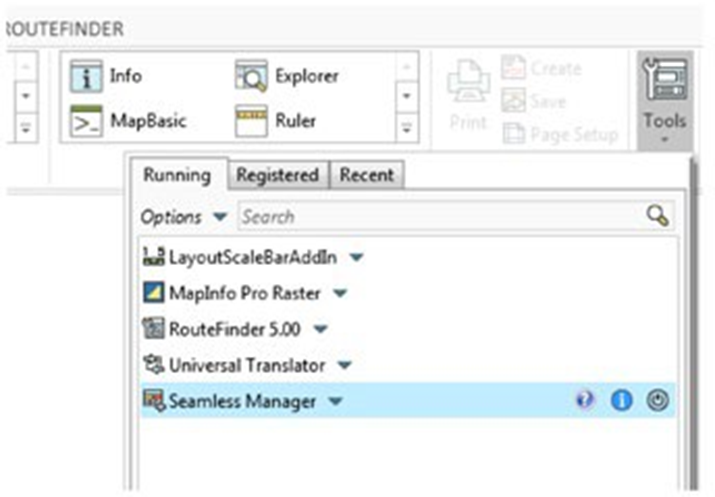 Seamless table manager in the home tab of MapInfo Professional