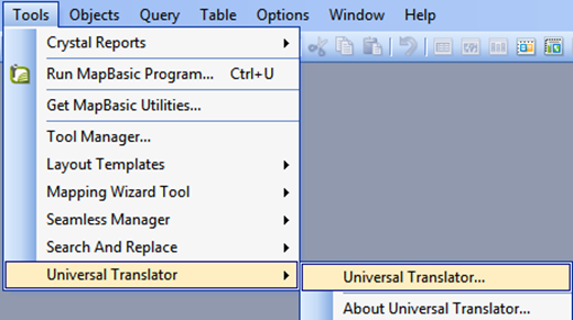 Universal translator shown in the tools menu