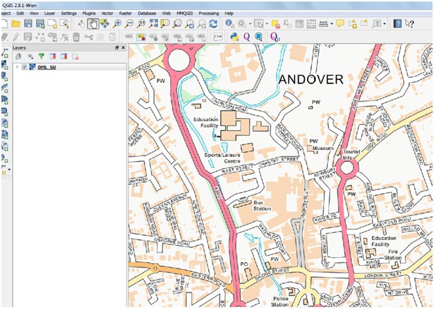 QGIS main data canvas showing data displayed 