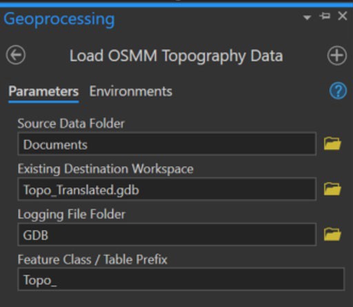 ArcGIS Pro Geoprocessing panel showing Parameters tab options