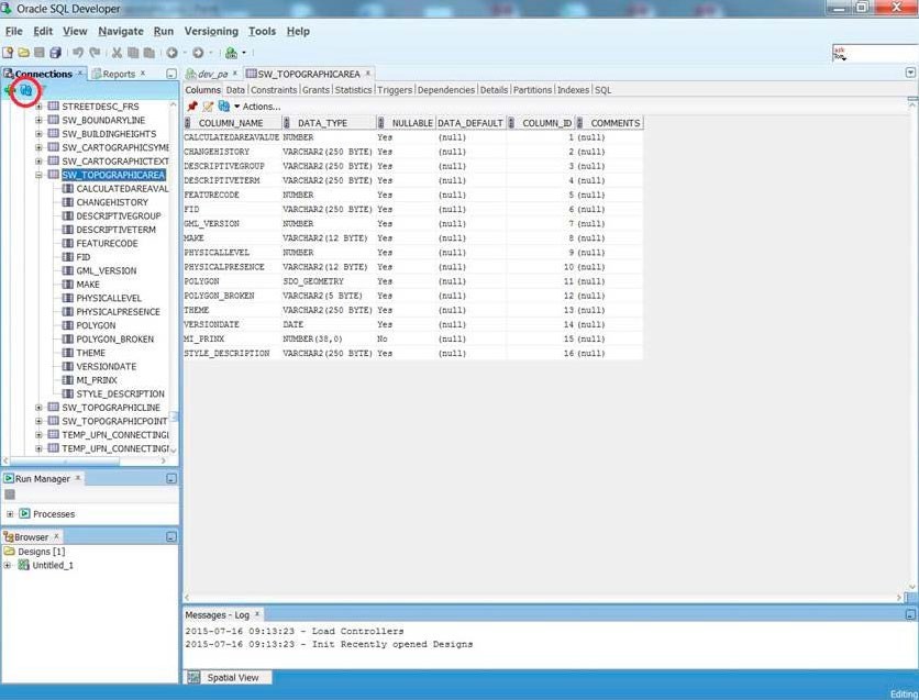 Oracle SQL Developer UI showing how to add a new attribute column