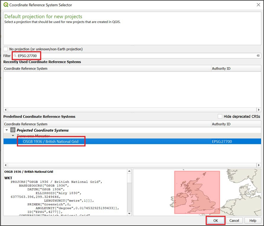 QGIS Coordinate Reference System Selector
