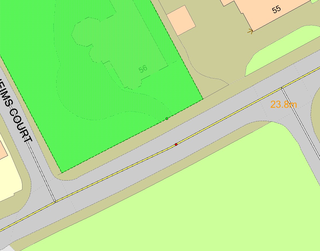 Example of a routing point (red).