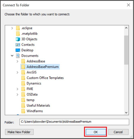 ArcMap Connect to Folder dialog